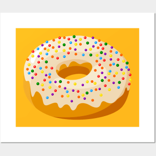 Vanilla Glazed Donut with Sprinkles Posters and Art